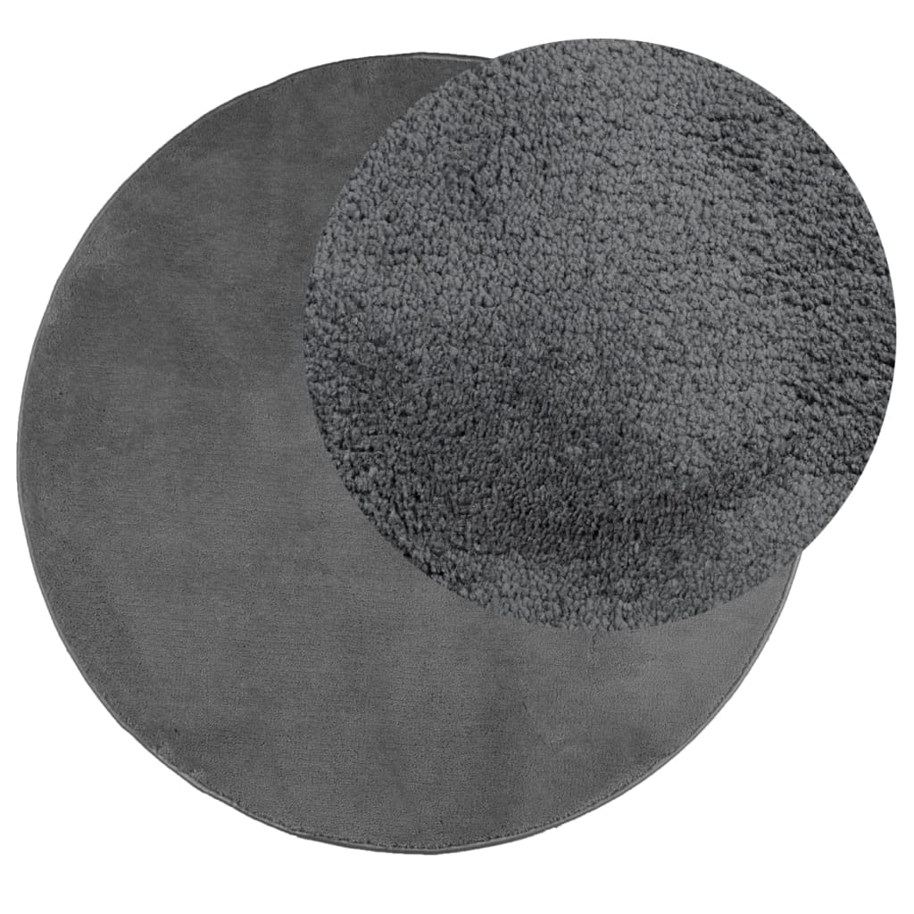 Vidaxl rug oviedo low pile ø 120 cm anthracite-colored