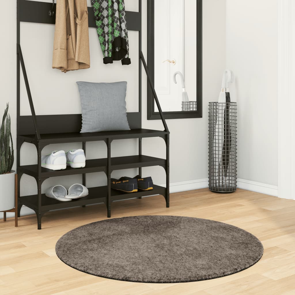 Vidaxl rug istan high pile glossy ø 100 cm gray