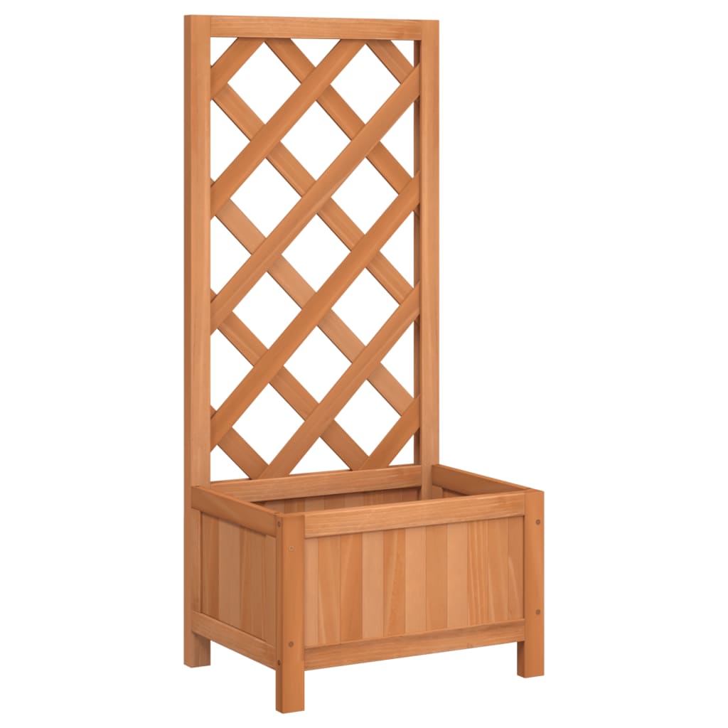 VidaXL planter with trellis, solid pine wood, brown