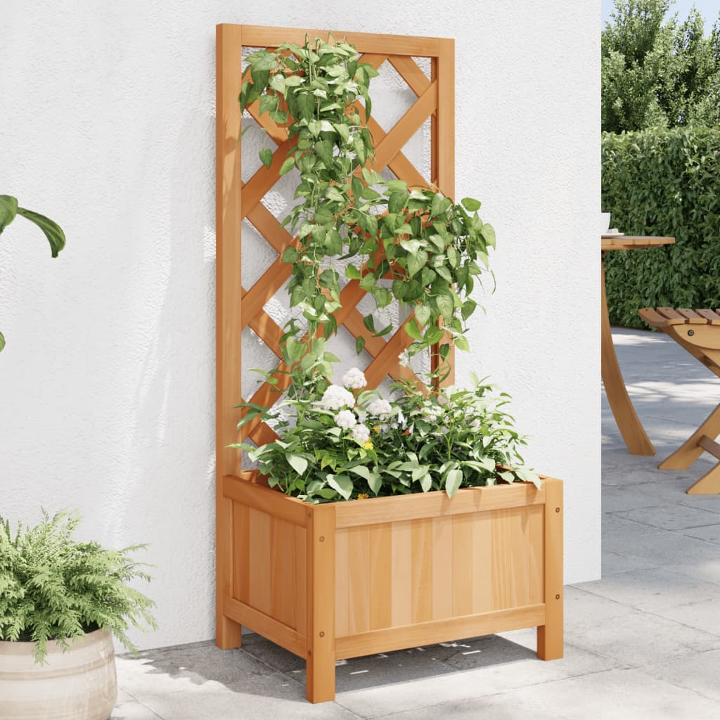 VidaXL planter with trellis, solid pine wood, brown