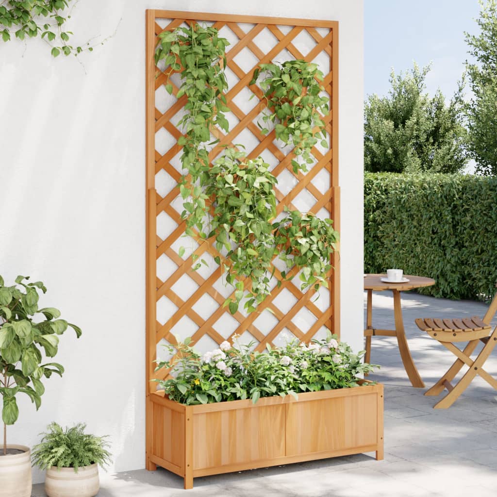 VidaXL plantekasse med espalier, massiv fyrretræ, brun