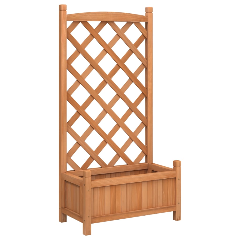 VidaXL planter with trellis, solid pine wood, brown