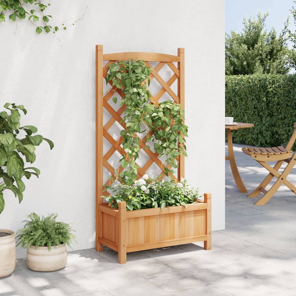 VidaXL planter with trellis, solid pine wood, brown