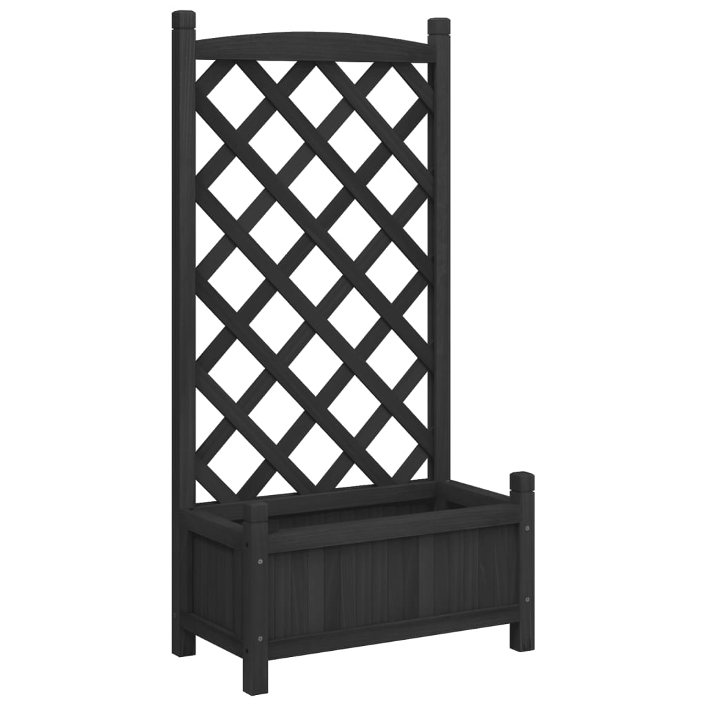 Vidaxx planter with trellis solid pine wood black