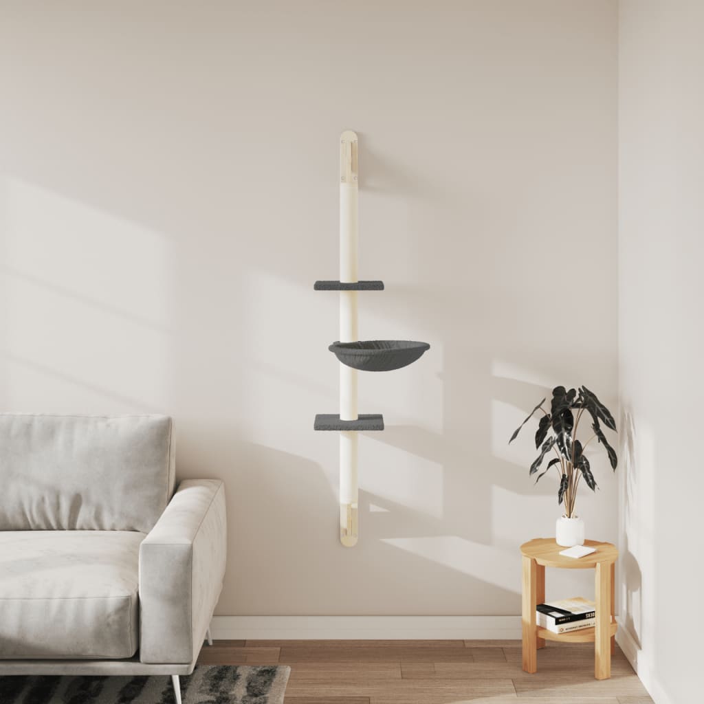 VidaXL Wandmontéiert Kazmiwwel mat Kratpost 142,5 cm donkelgrau