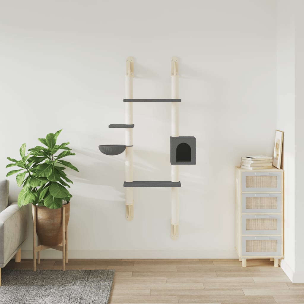 Vidaxl cat furniture wall mounted with scratching post 180 cm dark gray