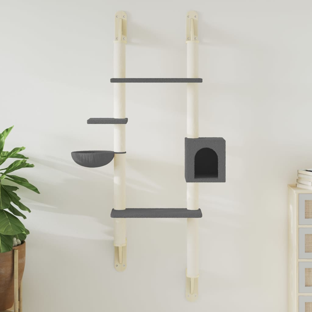 Vidaxl cat furniture wall mounted with scratching post 180 cm dark gray