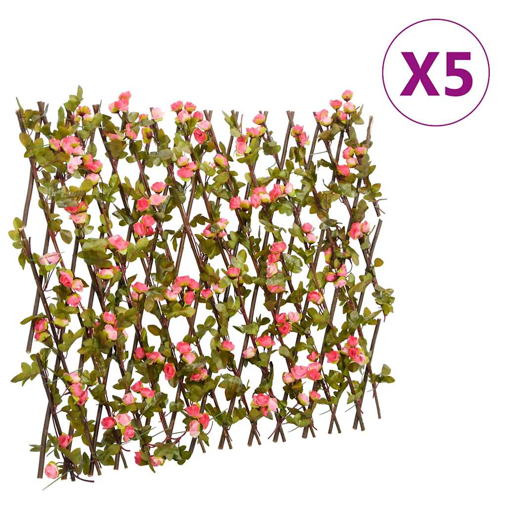Vidaxx plante artificielle lierre treillis 5 pcs extensible 180x60 cm rose foncé