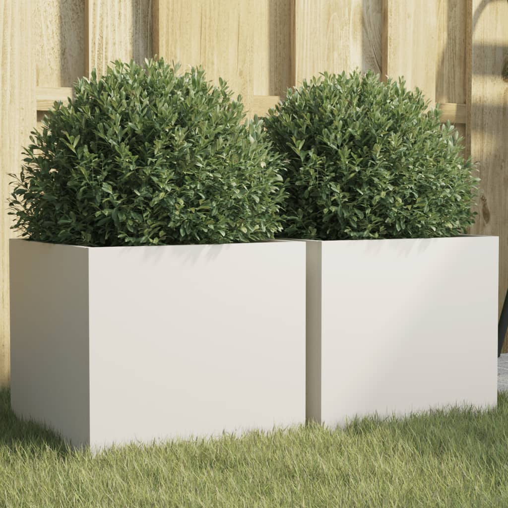 Vidaxx planters 2 pcs 32x30x29 cm steel white