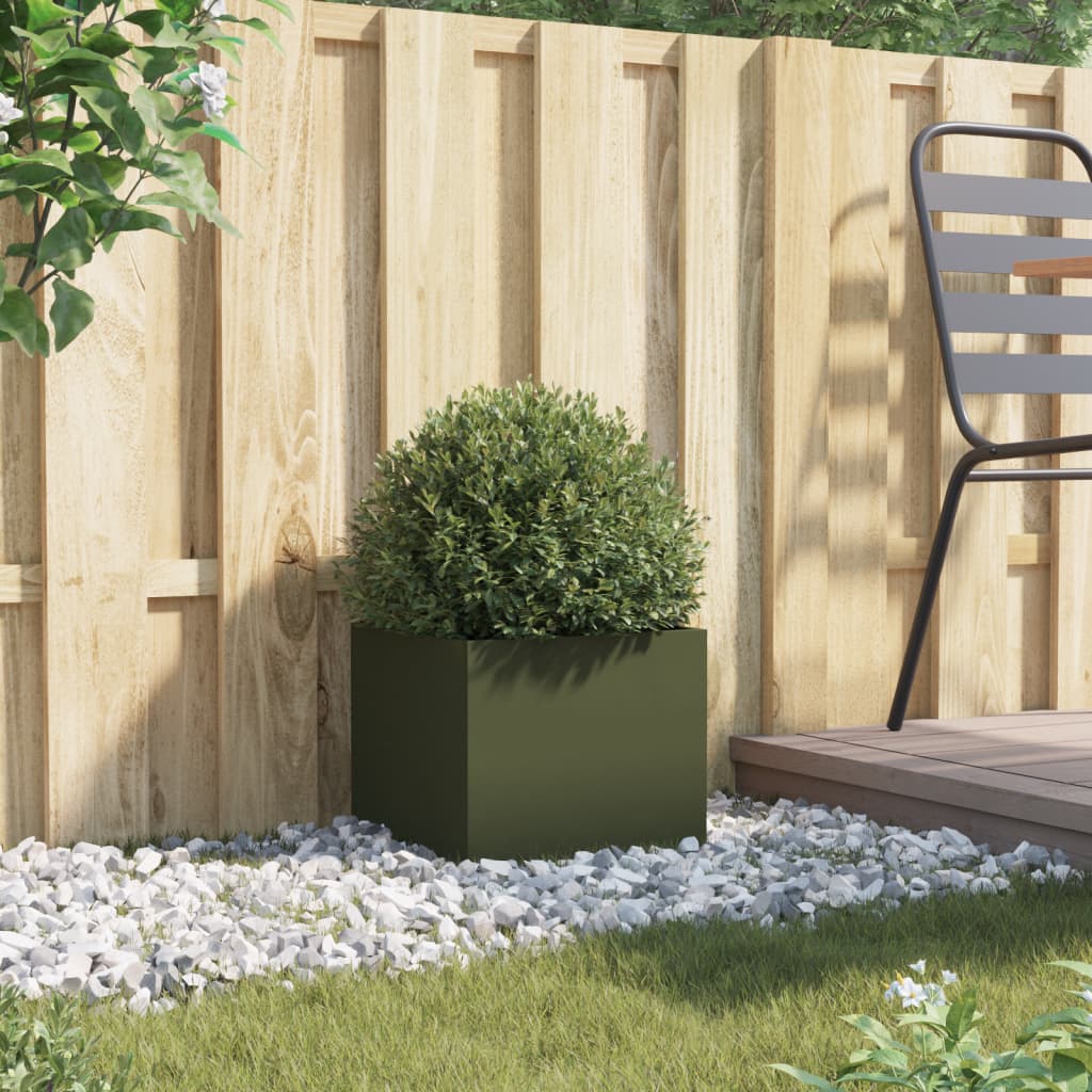 Vidaxx planter 32x30x29 cm steel olive green