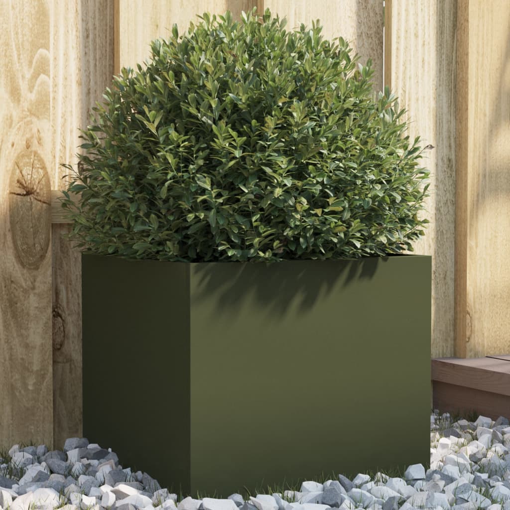 Vidaxx planter 32x30x29 cm steel olive green