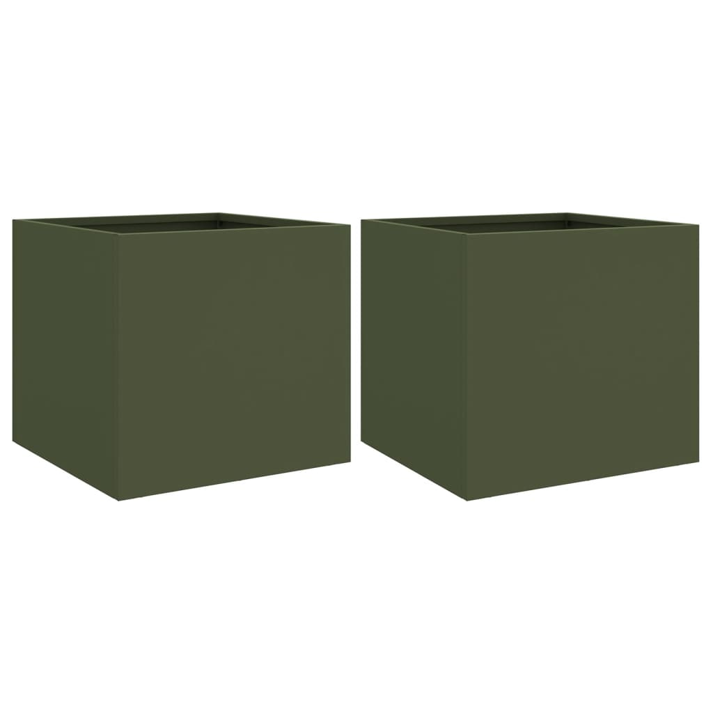 Vidaxx jardinières 2 pcs 32x30x29 cm acier vert olive