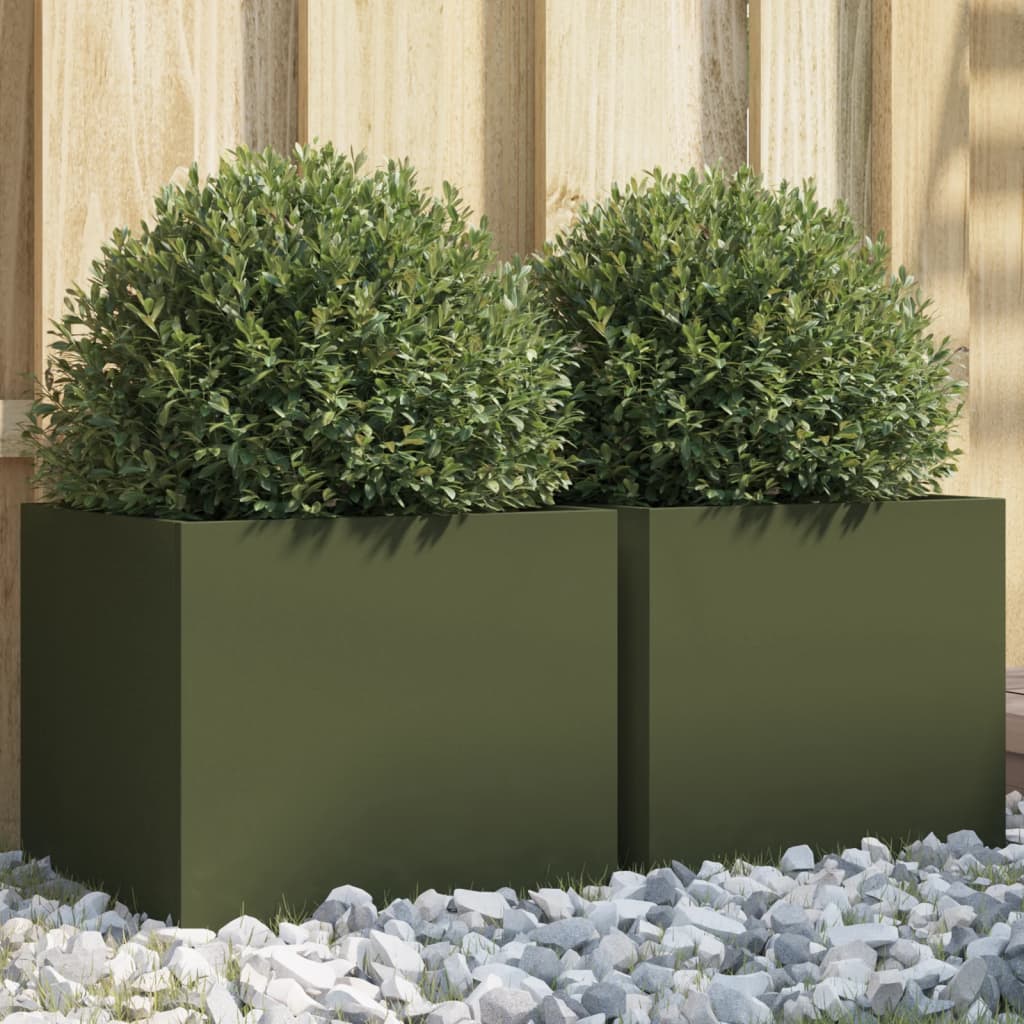 Vidaxx jardinières 2 pcs 32x30x29 cm acier vert olive