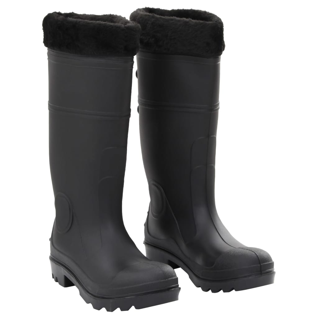 Vidaxl bottes de pluie avec chaussettes amovibles taille 38 PVC noir