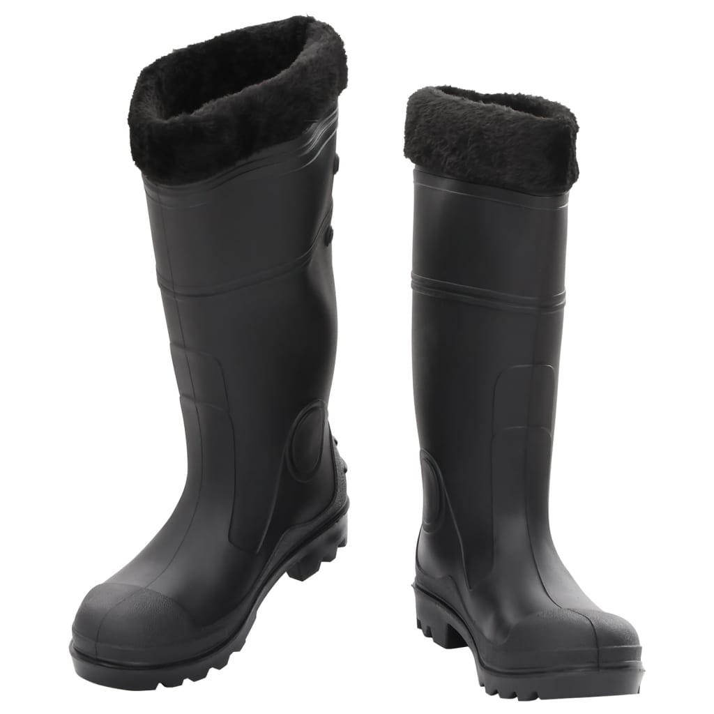 Vidaxl bottes de pluie avec chaussettes amovibles taille 38 PVC noir