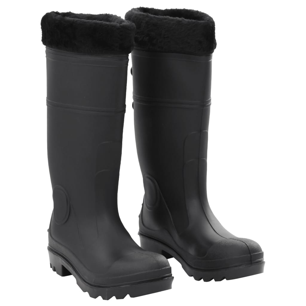 Vidaxl bottes de pluie avec chaussettes amovibles taille 39 PVC noir