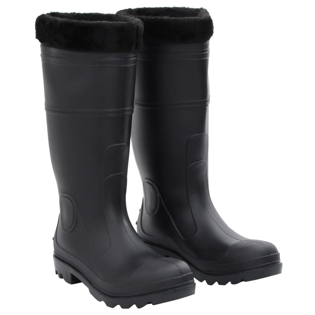 Vidaxl bottes de pluie avec chaussettes amovibles taille 42 PVC noir