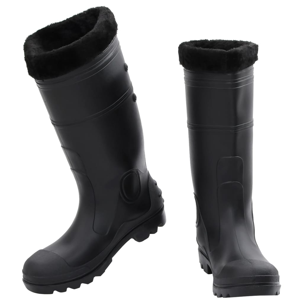 Vidaxl bottes de pluie avec chaussettes amovibles taille 42 PVC noir