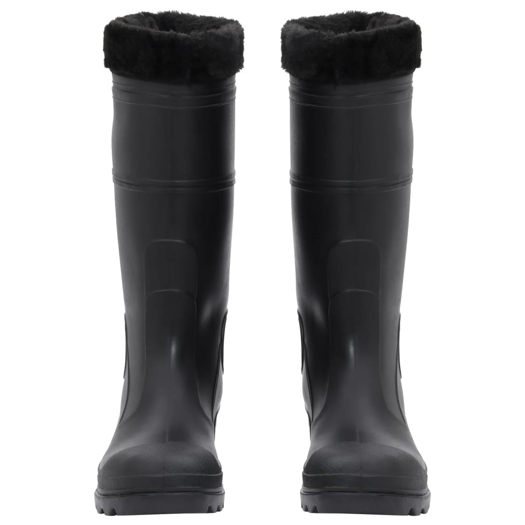 Vidaxl bottes de pluie avec chaussettes amovibles taille 42 PVC noir