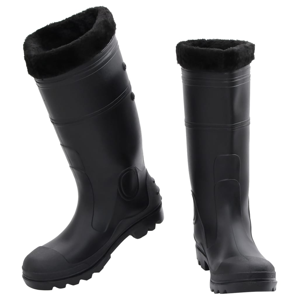 Vidaxl bottes de pluie avec chaussettes amovibles taille 43 PVC noir