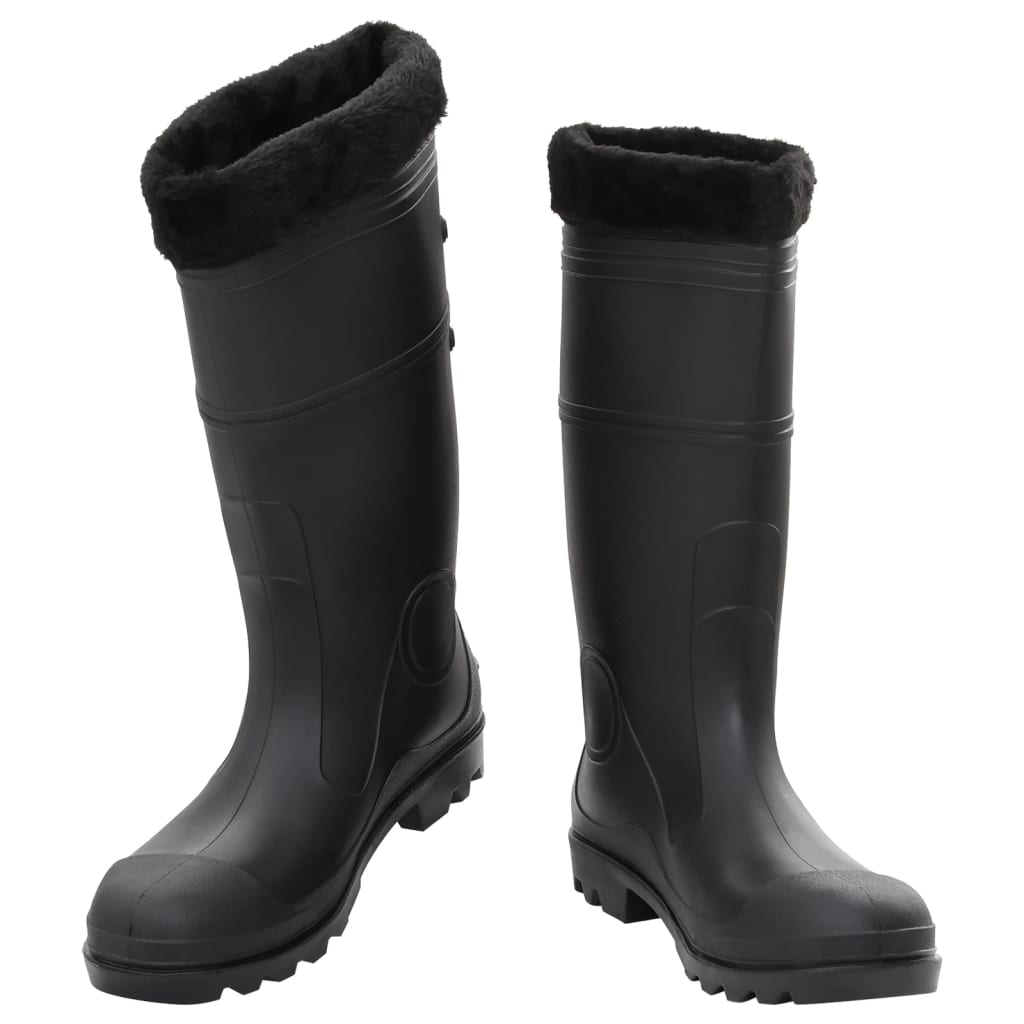 Vidaxl bottes de pluie avec chaussettes amovibles taille 45 PVC noir
