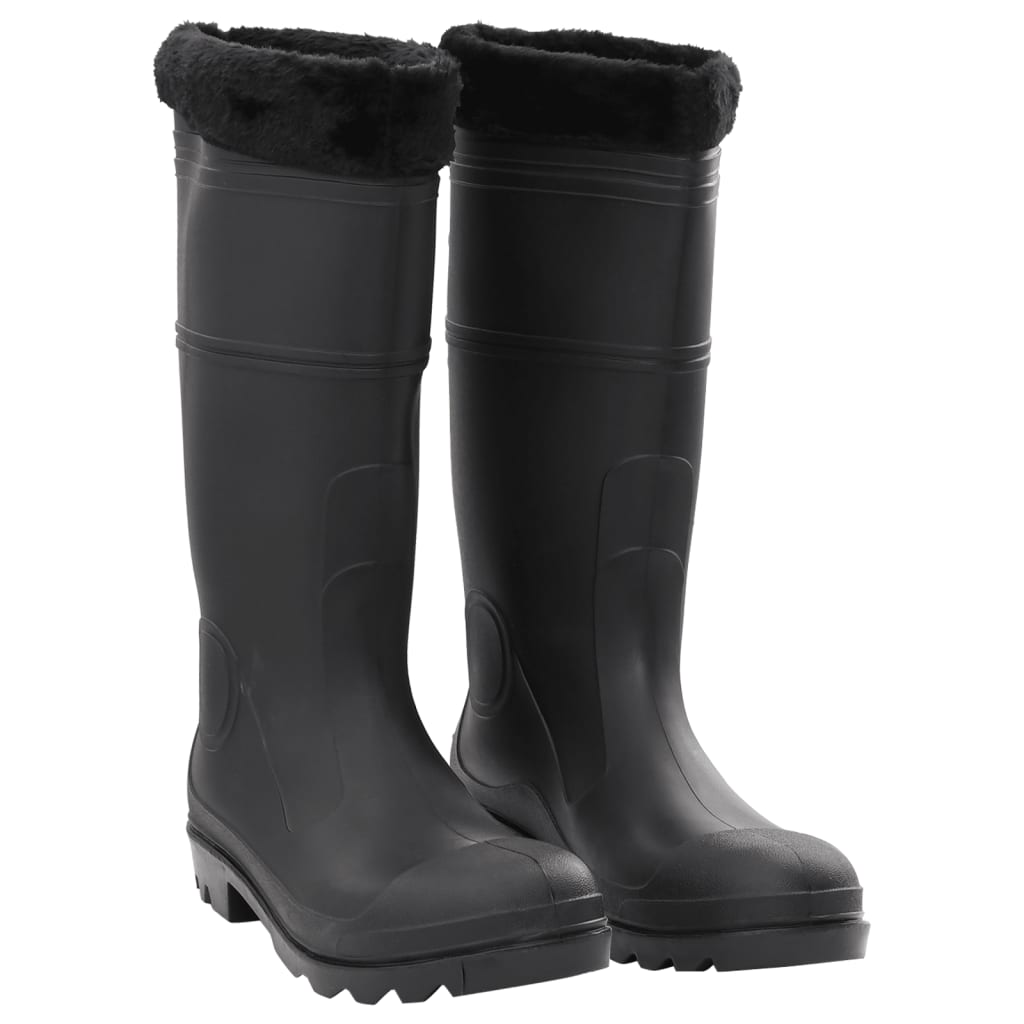 Vidaxl bottes de pluie avec chaussettes amovibles taille 46 PVC noir