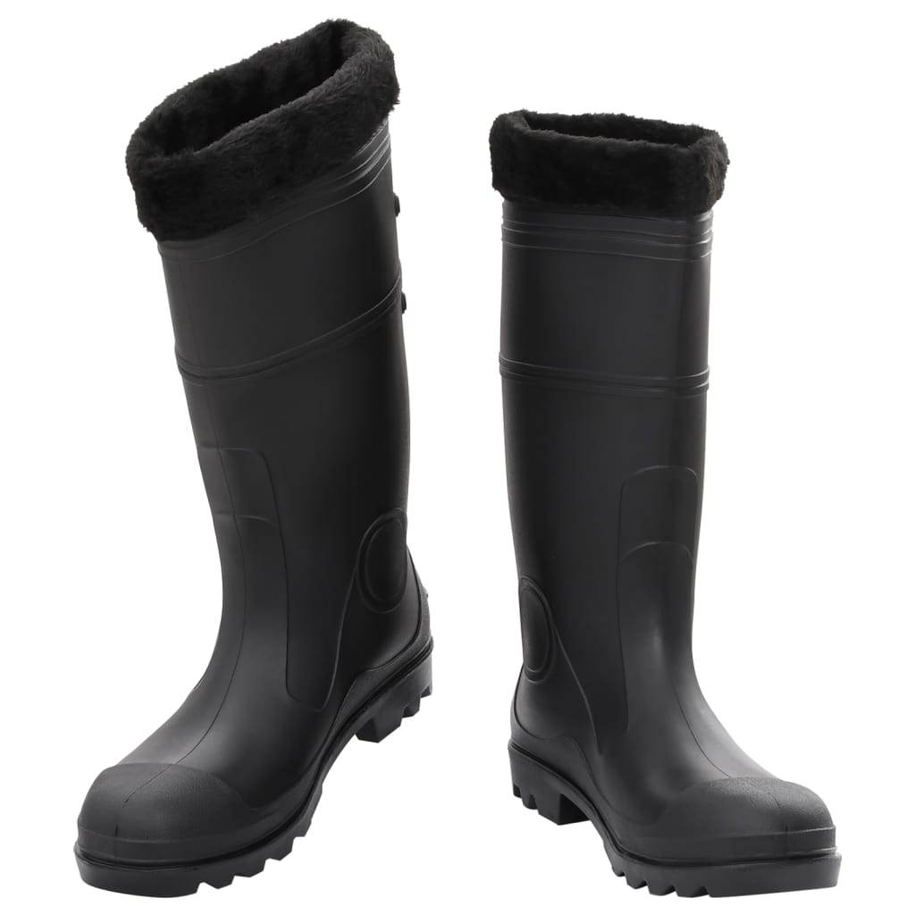 Vidaxl bottes de pluie avec chaussettes amovibles taille 46 PVC noir