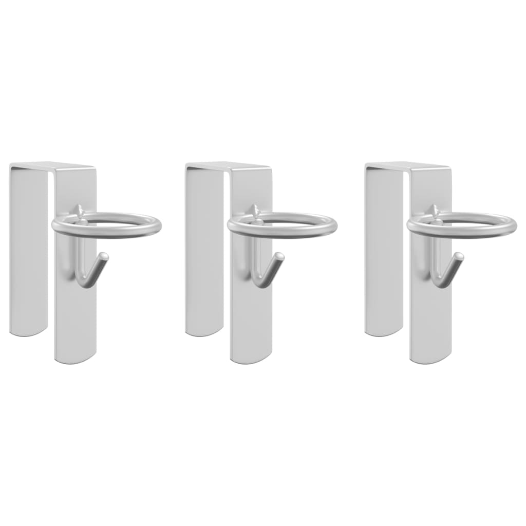 Ganchos para balde Vidaxl 3 unidades portáteis em aço galvanizado prateado