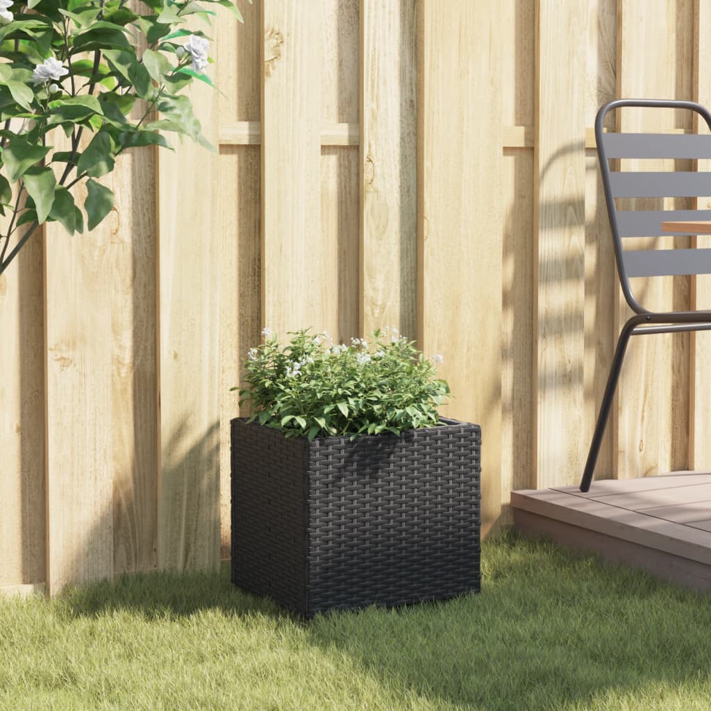 Fioriera Vidaxx 36x30x32 cm in polyrattan nero