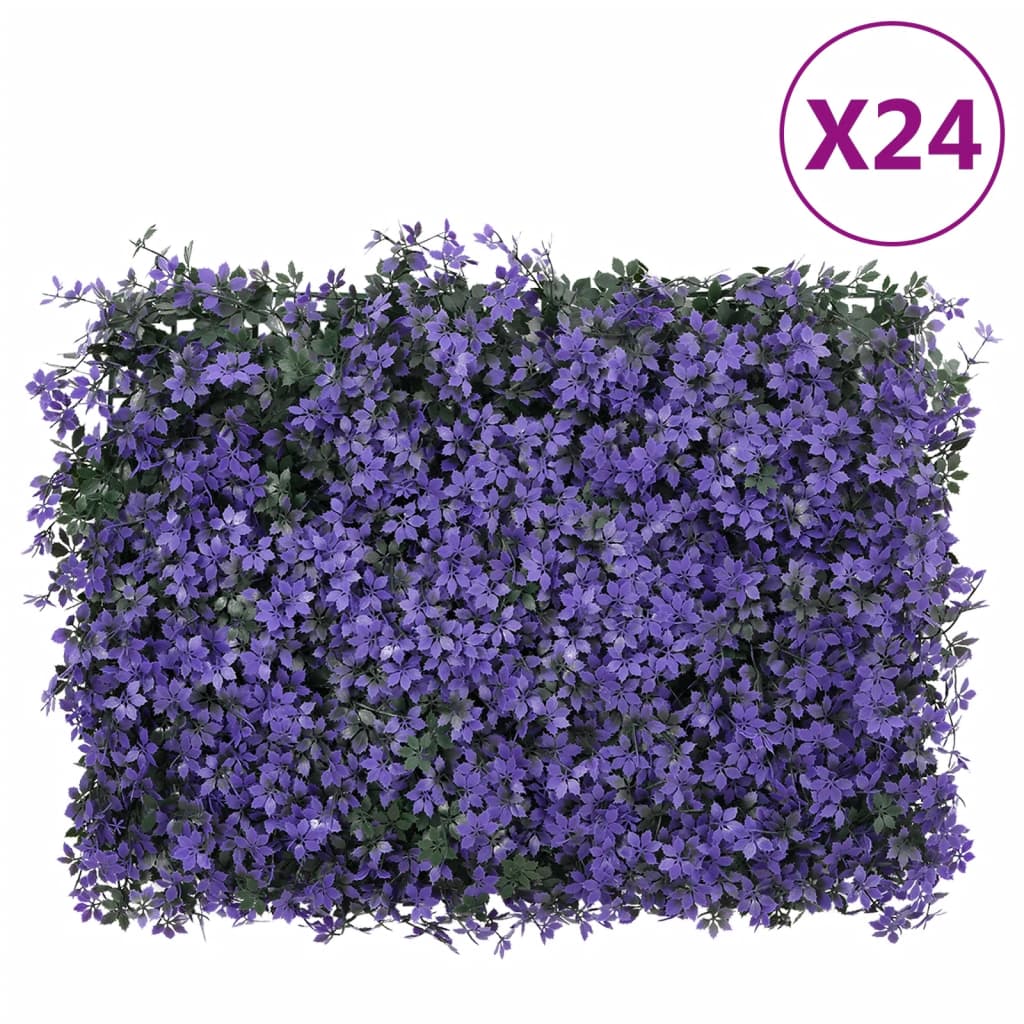 Vidaxxl fence with artificial leaves 24 pcs 40x60 cm purple