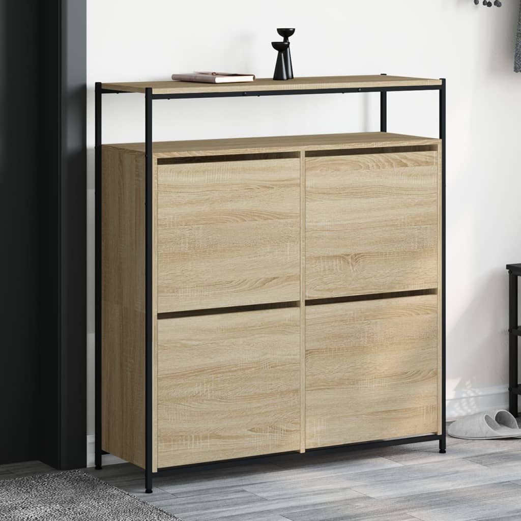 VidaXL Skoskap med 4 sammenleggbare skuffer 100x34x112 cm Sonoma Oak