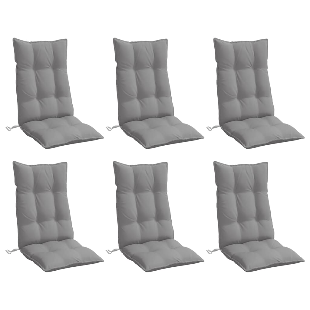 VidaXL coussins de chaise 6 pcs dossier haut tissu oxford gris