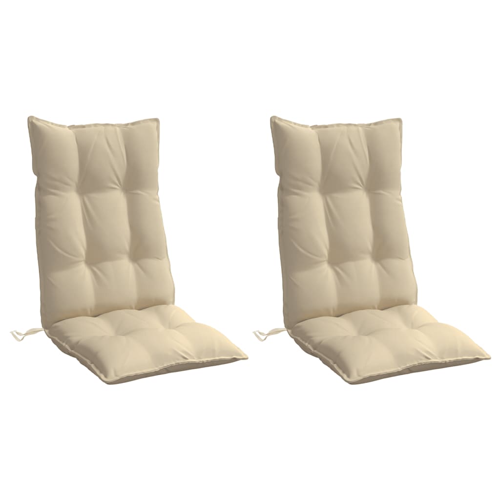VidaXL chair cushions 2 pcs high back oxford fabric beige