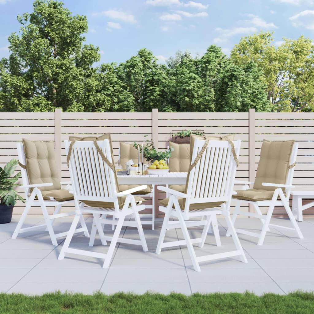 VidaXL stolehynder 6 stk højryg oxford stof beige