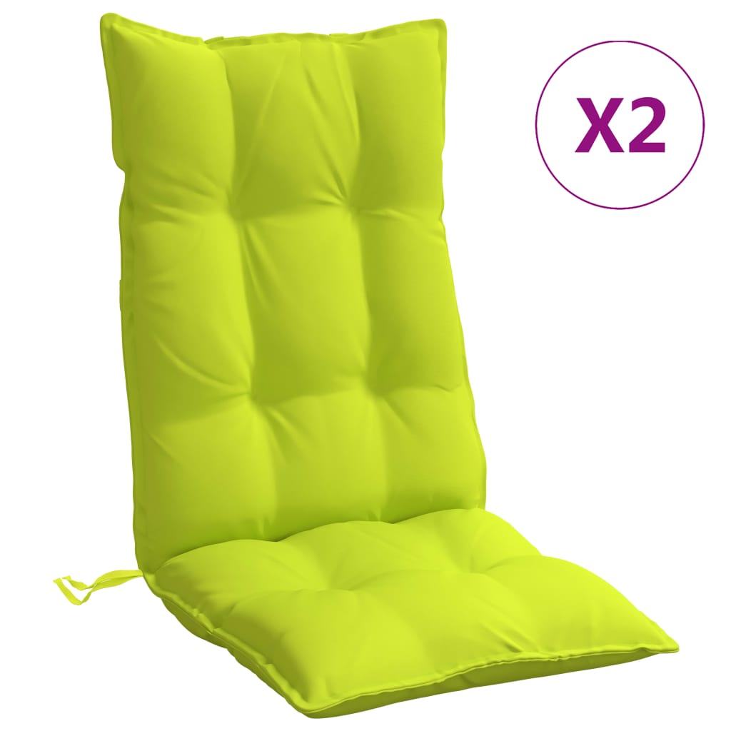 VidaXL coussins de chaise 2 pcs dossier haut tissu oxford vert vif