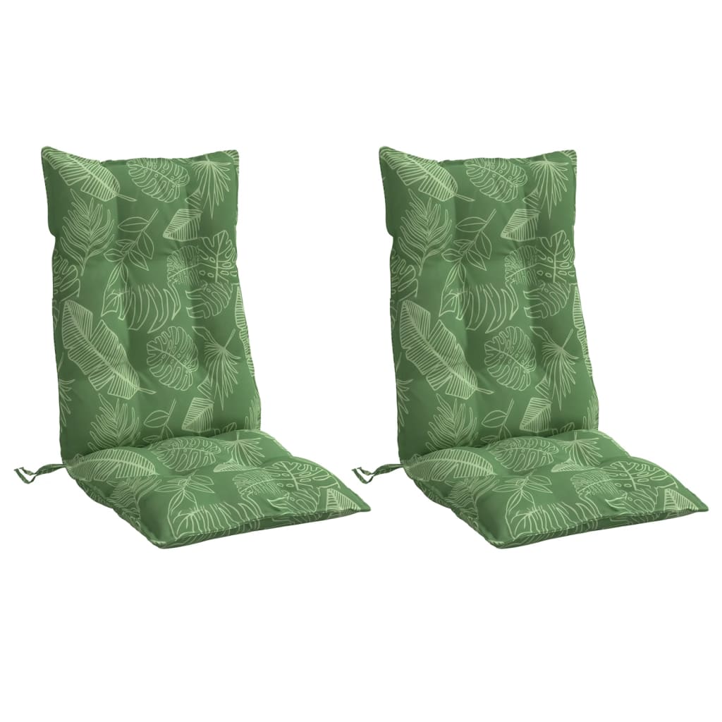 VidaXL chair cushions 2 pcs high back leaf pattern oxford fabric