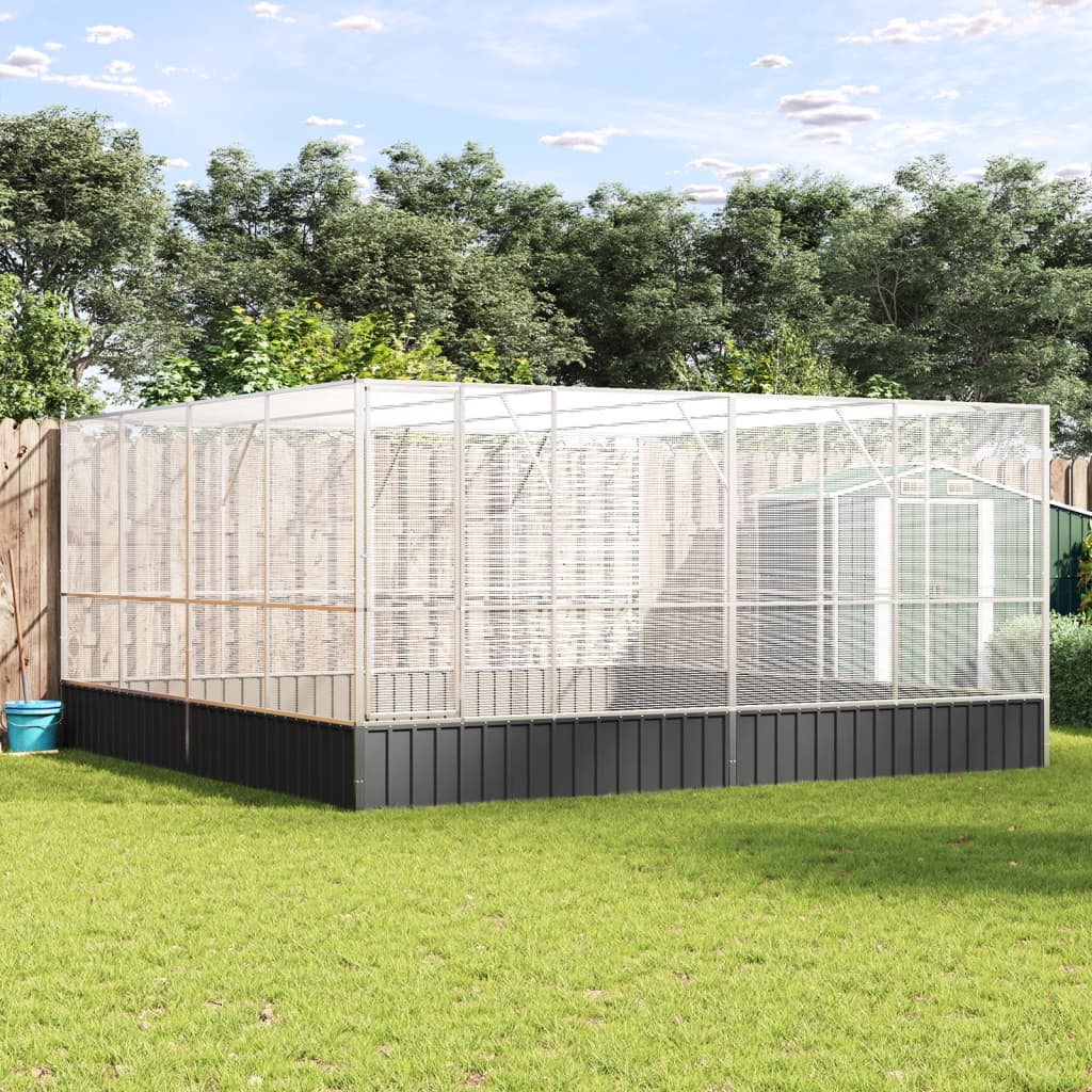 Voliera VidaXL 418x414x212 cm acciaio argento