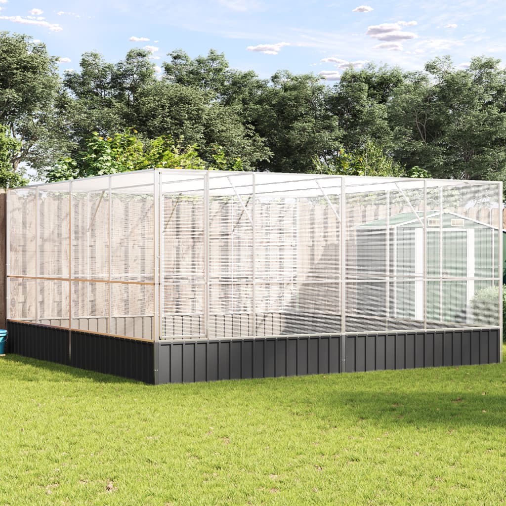 Voliera VidaXL 418x414x212 cm acciaio argento