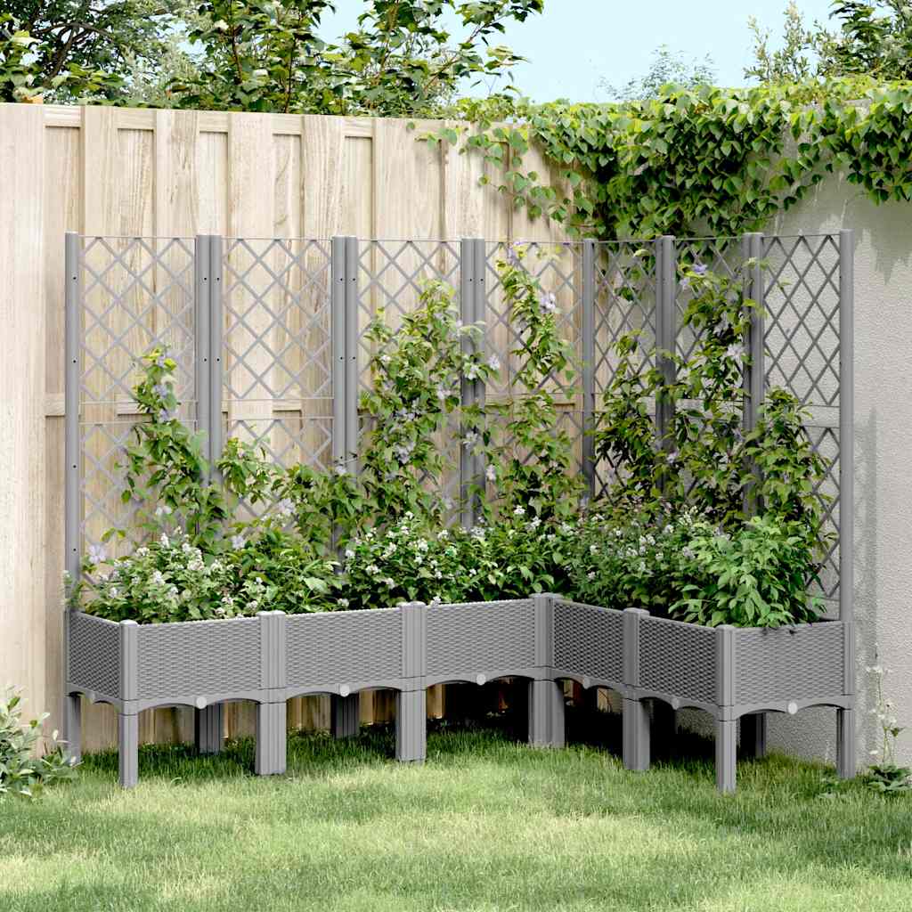 VidaXL Planter with slat work 160x120x142 cm Polypropene light gray