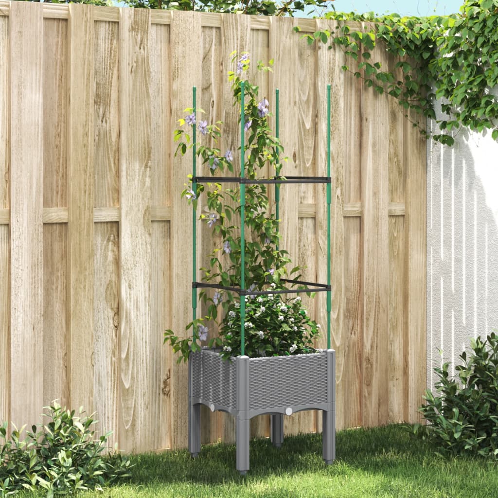 Vidaxx planter with trellis 40x40x142.5 cm polypropylene light gray