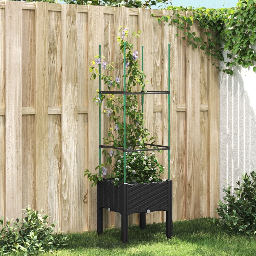 Vidaxx planter with trellis 40x40x142.5 cm polypropylene black