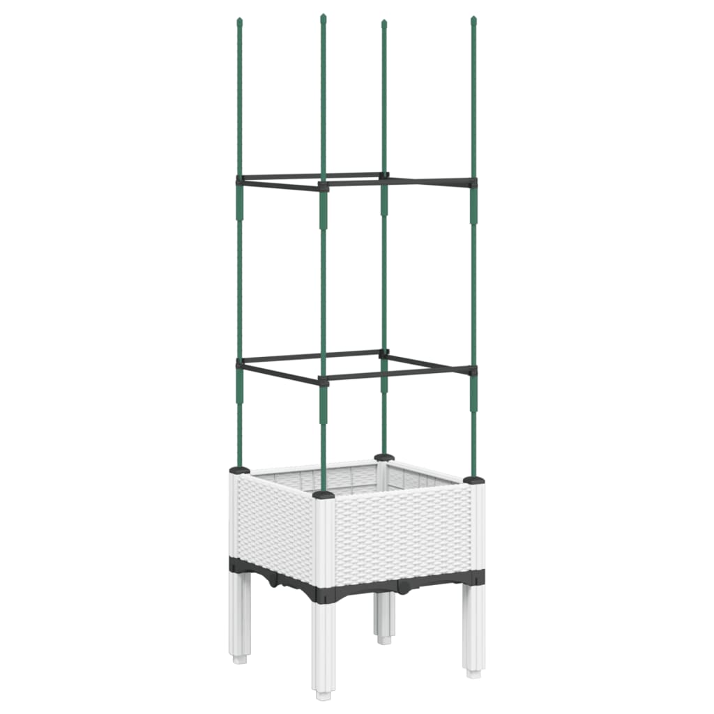 Fioriera Vidaxx con traliccio 40x40x142,5 cm in polipropilene bianco