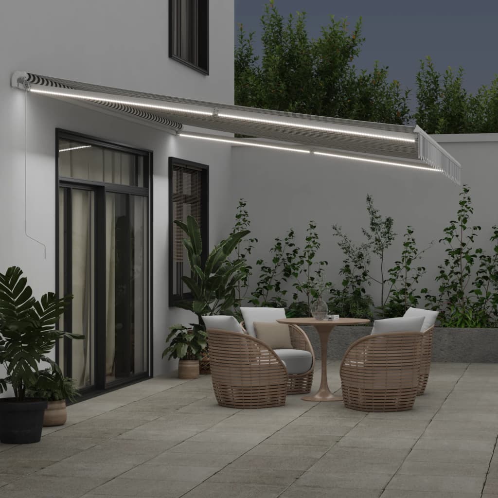 VidaXL Tenda da sole estensibile manualmente e LED 500x300 cm antracite e bianco