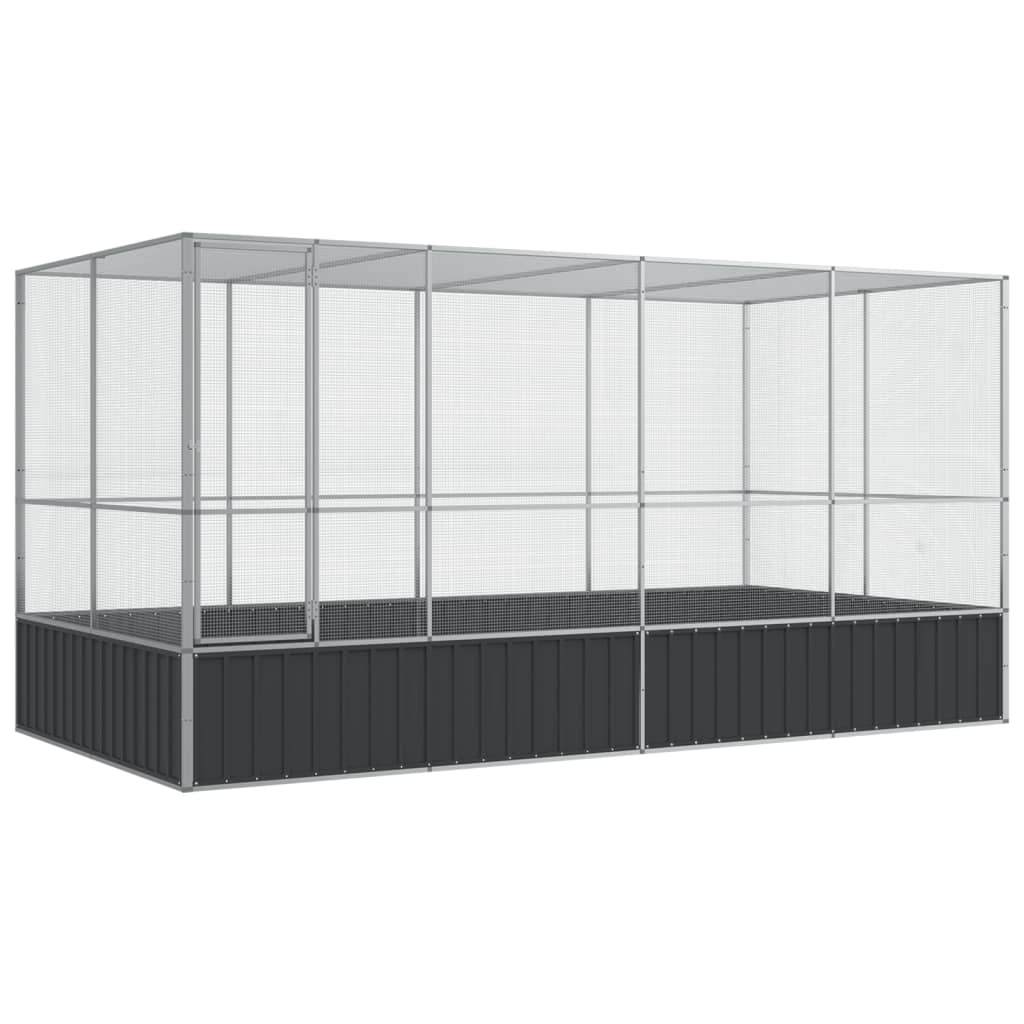 VidaXL Aviary with extension 418x207x212 m steel silver