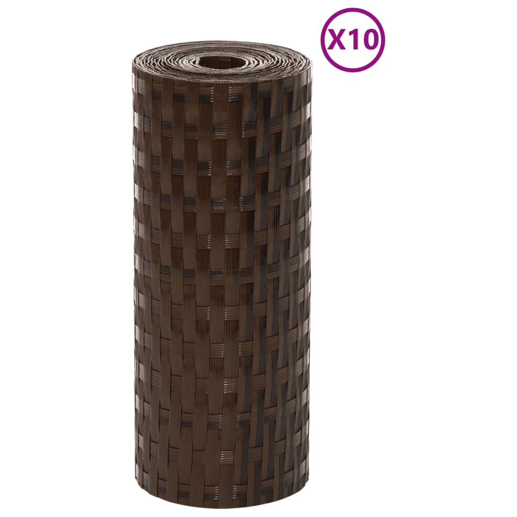Vidaxx Balkonschirme 10 Stück 255x19 cm Polyrattan braun und schwarz