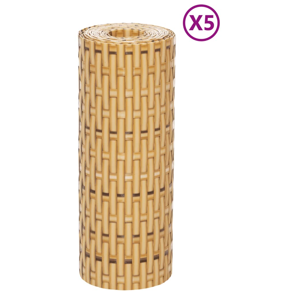 Vidaxx Balkonschirme 5 Stück 255x19 cm Polyrattan hellbraun
