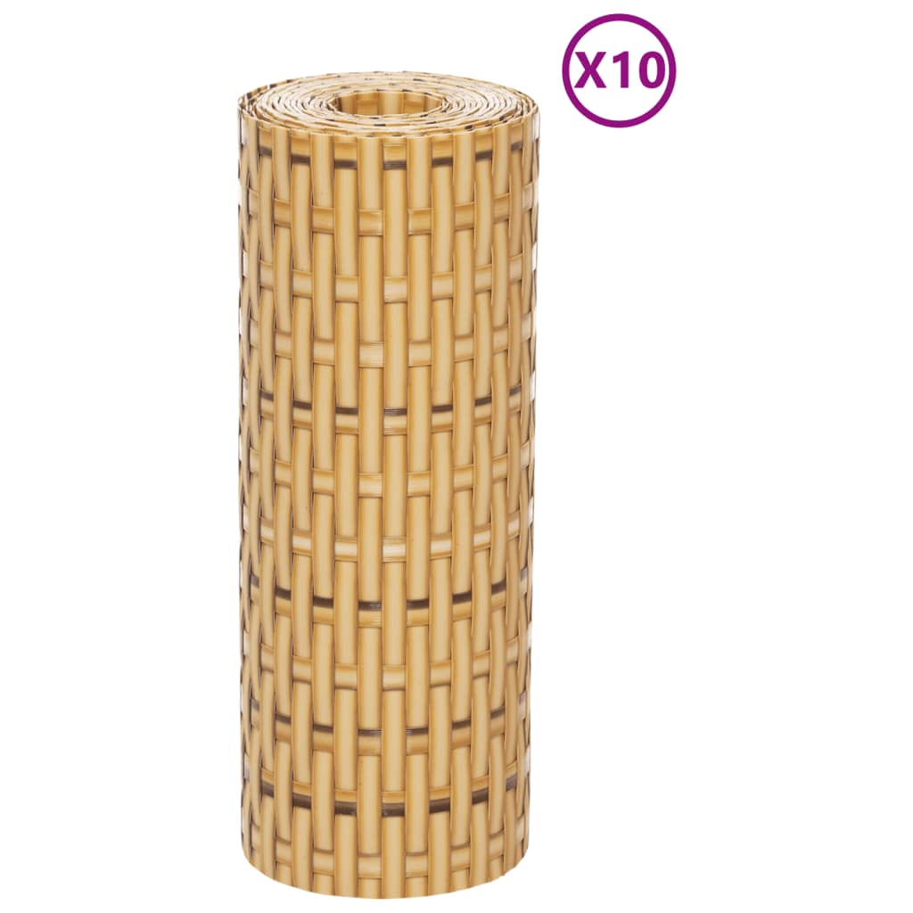 VidaXL Balkonschirme 10 Stück 255x19 cm Polyrattan hellbraun