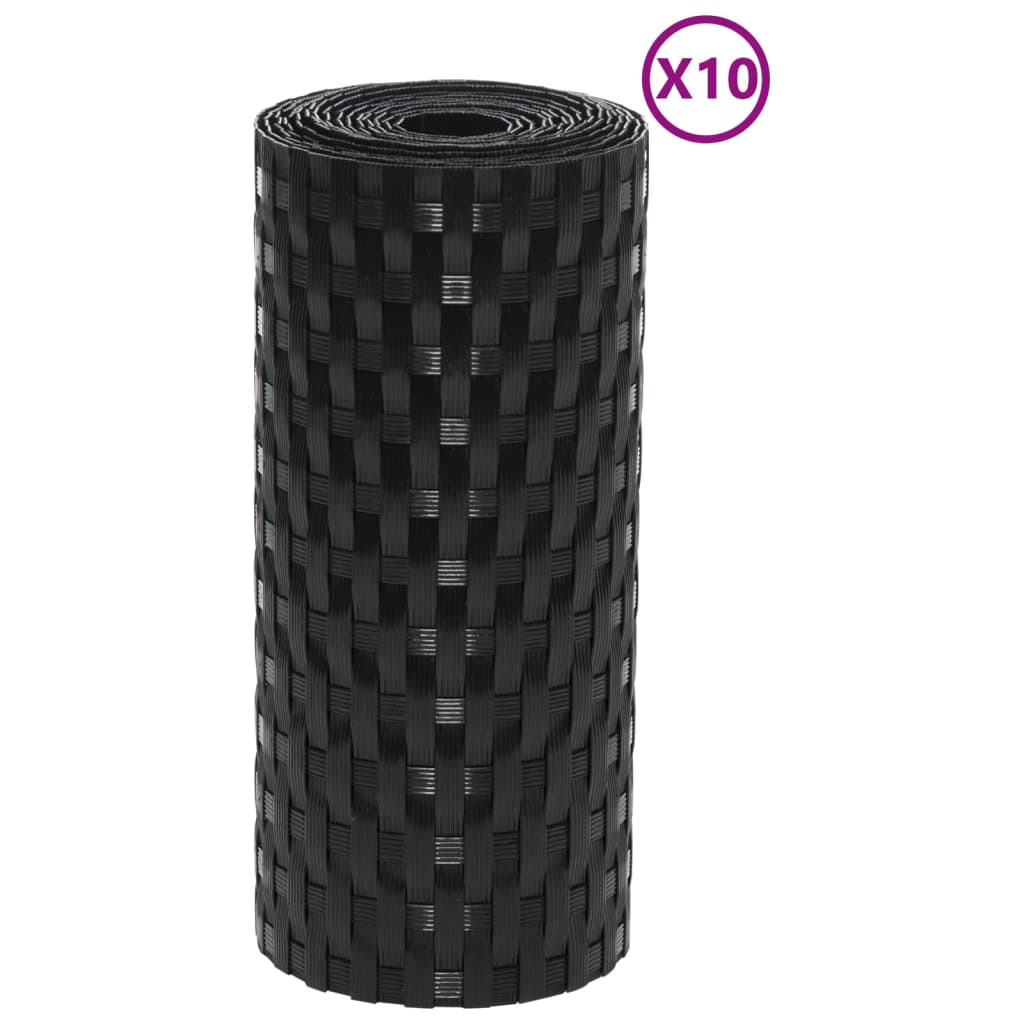 Vidaxx Balkonschirme 10 Stück 255x19 cm Polyrattan schwarz