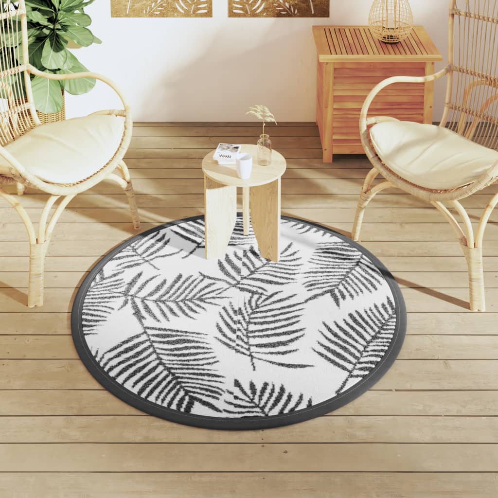 Vidaxx outdoor rug arakil ø 120 cm polypropylene white and black