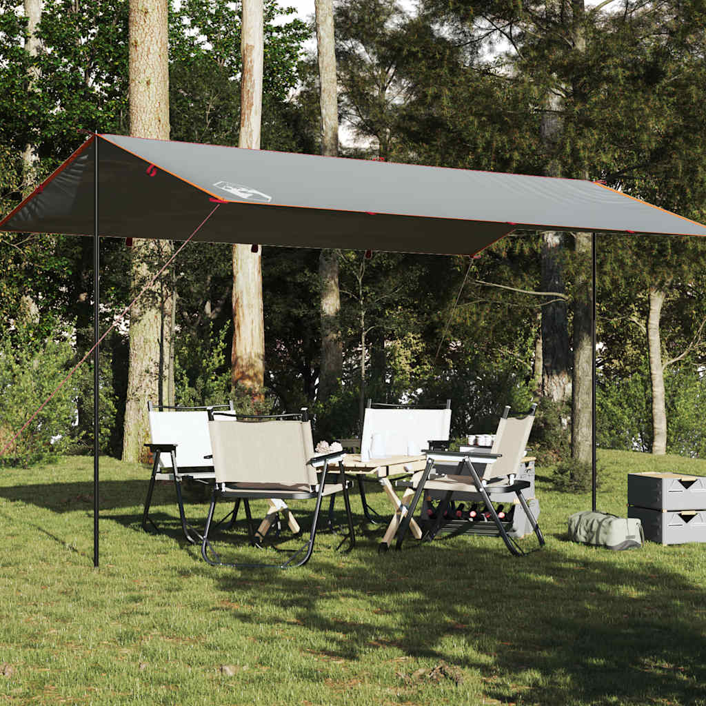 Toldo de camping vidaxx impermeable 500x294 cm gris y naranja